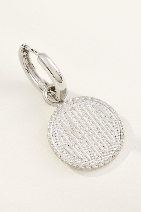 Slide View: 2: Amour Coin Charm Huggie Hoop Earrings