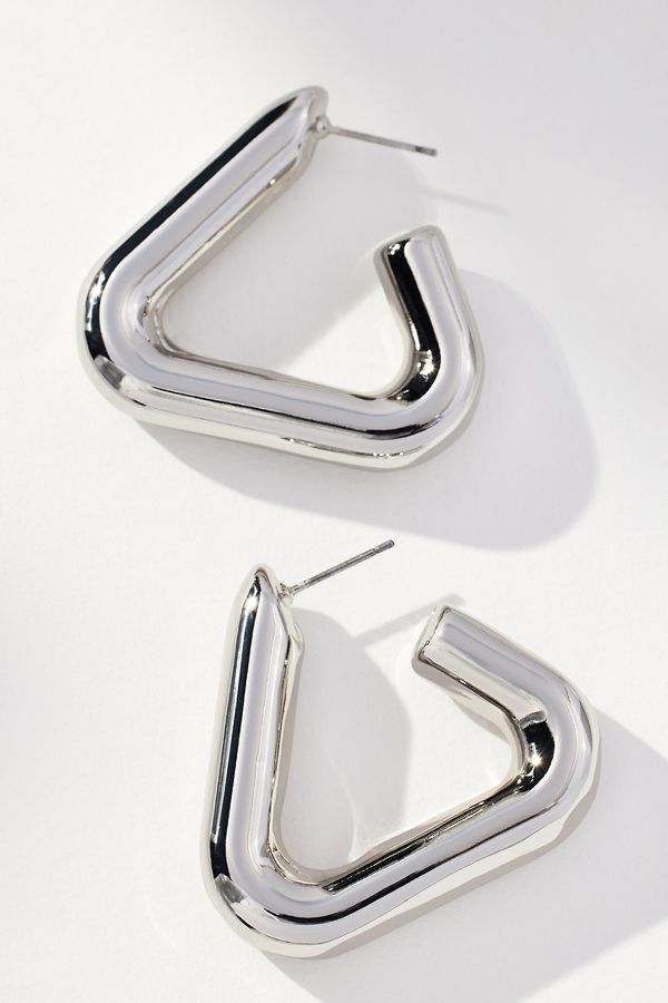 Slide View: 1: Triangle Hoop Earrings