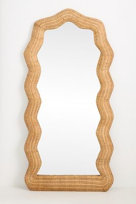 Maxine Rattan Scalloped Floor Mirror