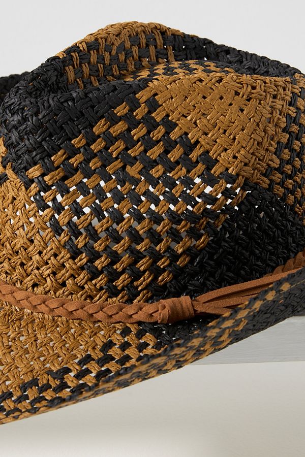 Slide View: 3: By Anthropologie Two-Tone Straw Rancher