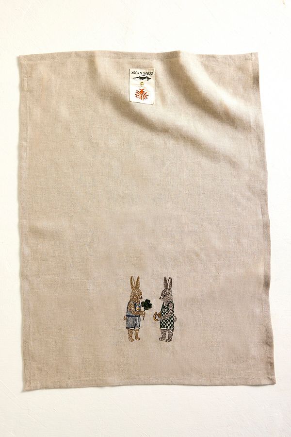 Slide View: 3: Coral & Tusk Lucky Bunnies Dish Towel