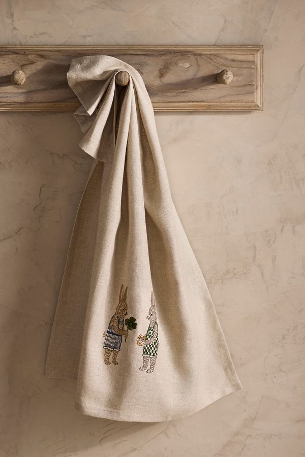 Slide View: 1: Coral & Tusk Lucky Bunnies Dish Towel