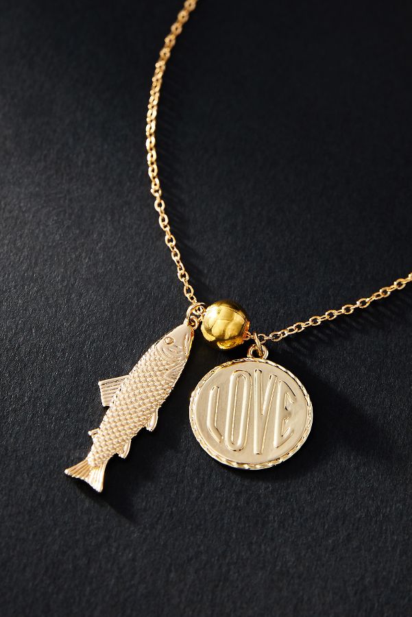 Slide View: 2: Love Fish Charm Necklace