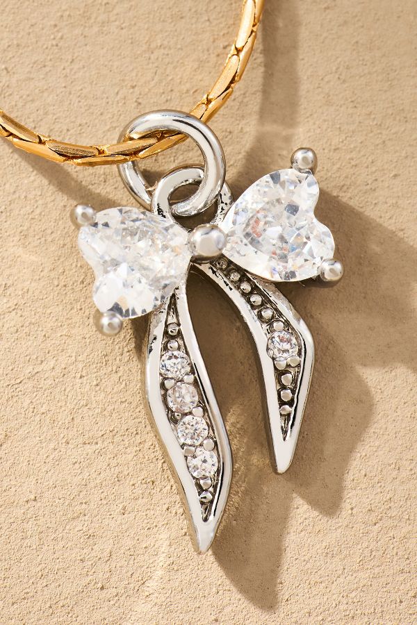 Slide View: 2: Boxbar Crystal Heart Ribbon Bow Charm