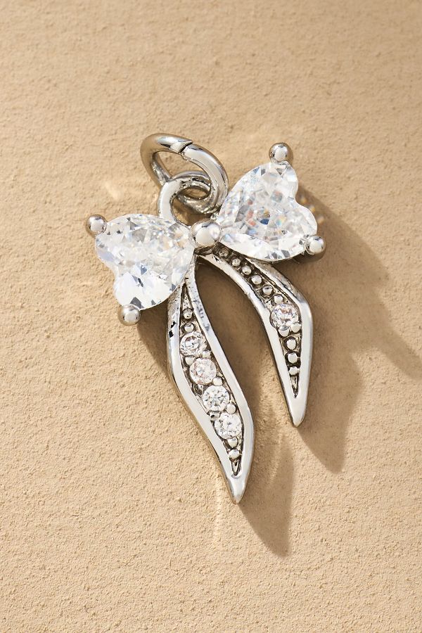 Slide View: 1: Boxbar Crystal Heart Ribbon Bow Charm