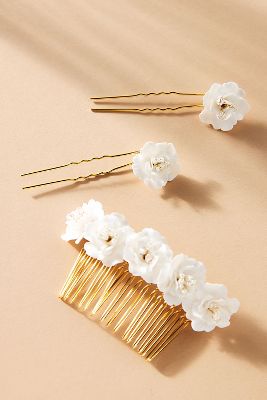 Nestina Floral Comb & Hair Pins, Set of 3