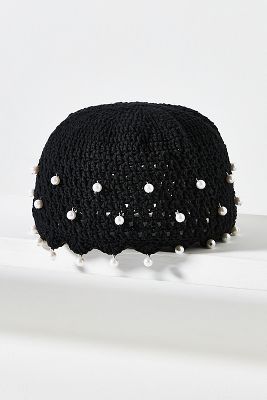 Ody Pearl-Embellished Crochet Cloche Hat