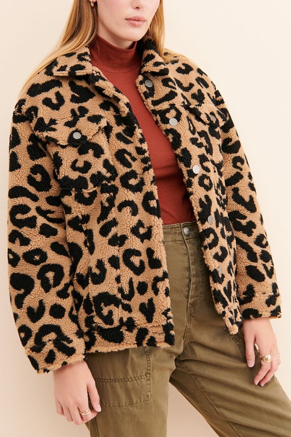 Slide View: 1: Apparis Tiarra Leopard Teddy Bear Jacket