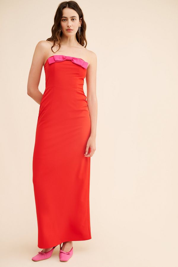 Slide View: 4: Flat White Bow Midi Dress