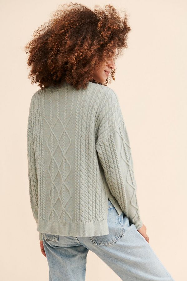 Slide View: 2: Flat White Sophie Cable Knit Pullover