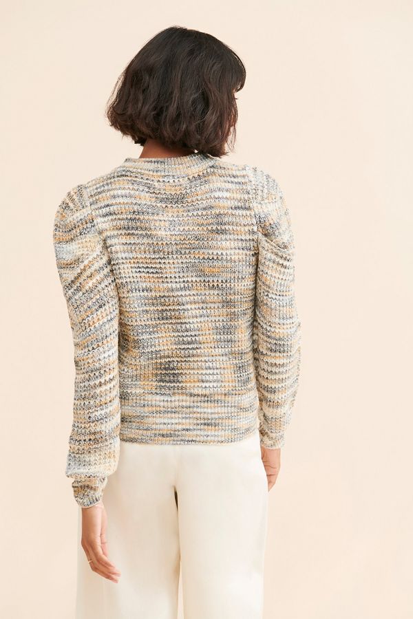 Slide View: 2: En Saison Puff-Sleeve Knit Sweater