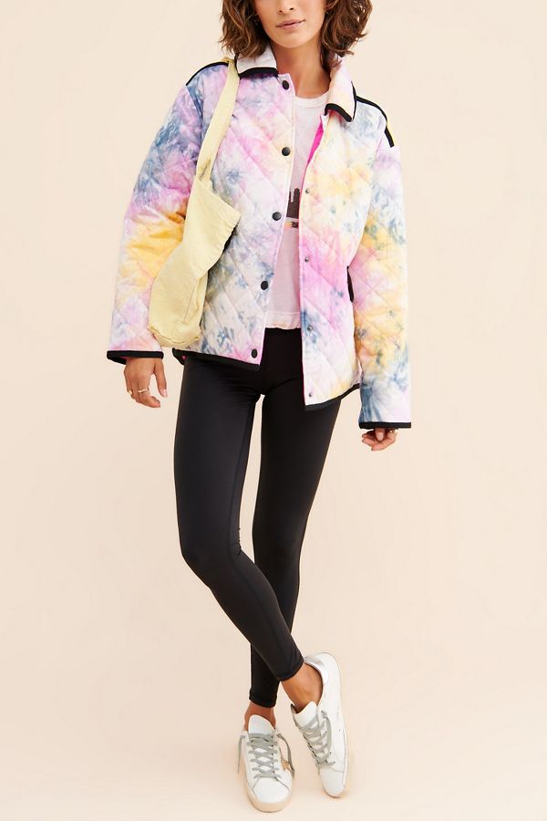 Slide View: 1: Avec Les Filles Tie-Dye Reversible Quilted Jacket