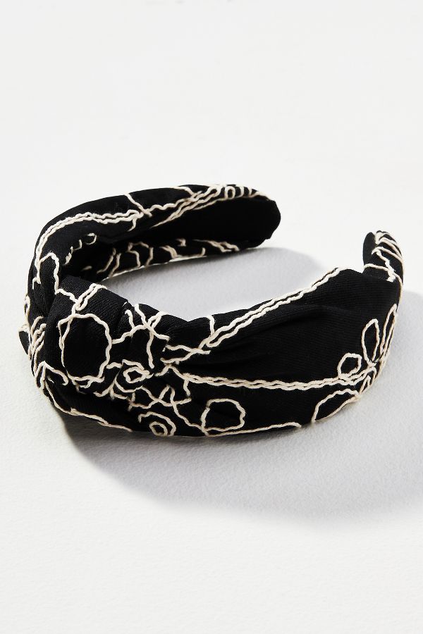 Slide View: 1: Everly Embroidered Knot Headband