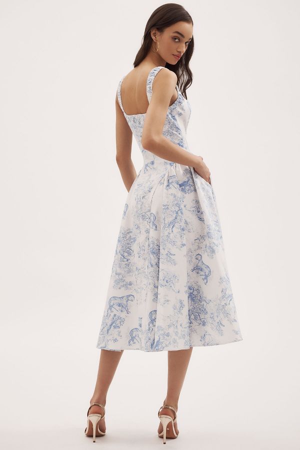 Slide View: 3: Mare Mare Chinoiserie Sleeveless Fit & Flare Midi Dress