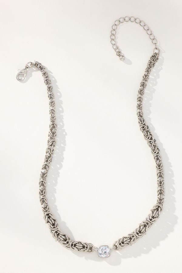 Slide View: 1: Woven Metal Chain Necklace