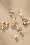 Thumbnail View 1: Crystal Post & Huggie Hoop Earrings, Set of 4