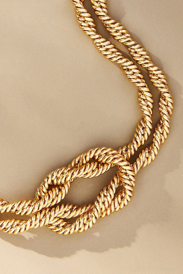 Slide View: 2: Gold-Plated Twisted Nautical Knot Necklace