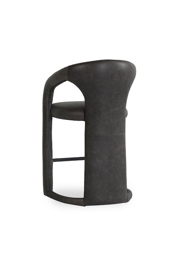 Slide View: 4: Archie Distressed Leather Counter Stool