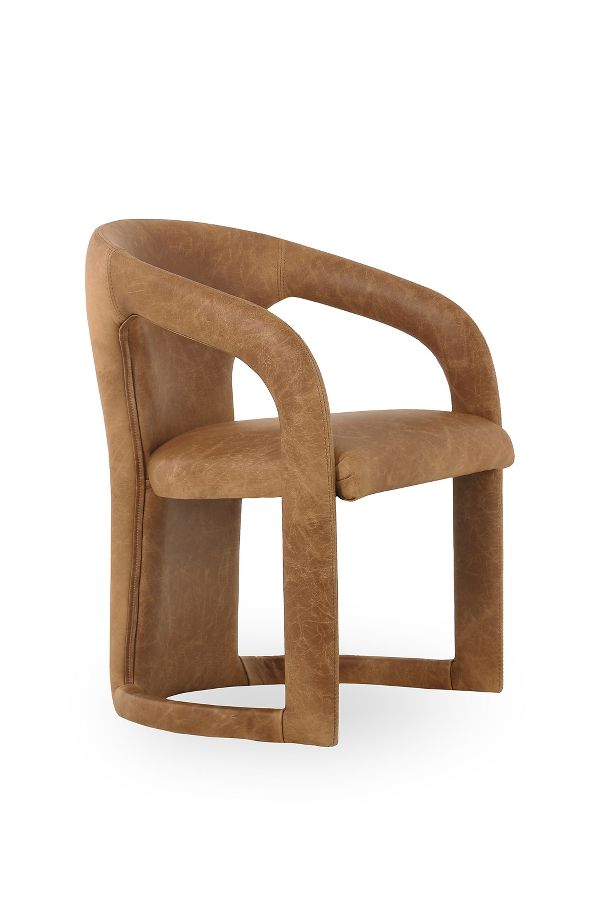 Slide View: 2: Archie Distressed Leather Dining Chair