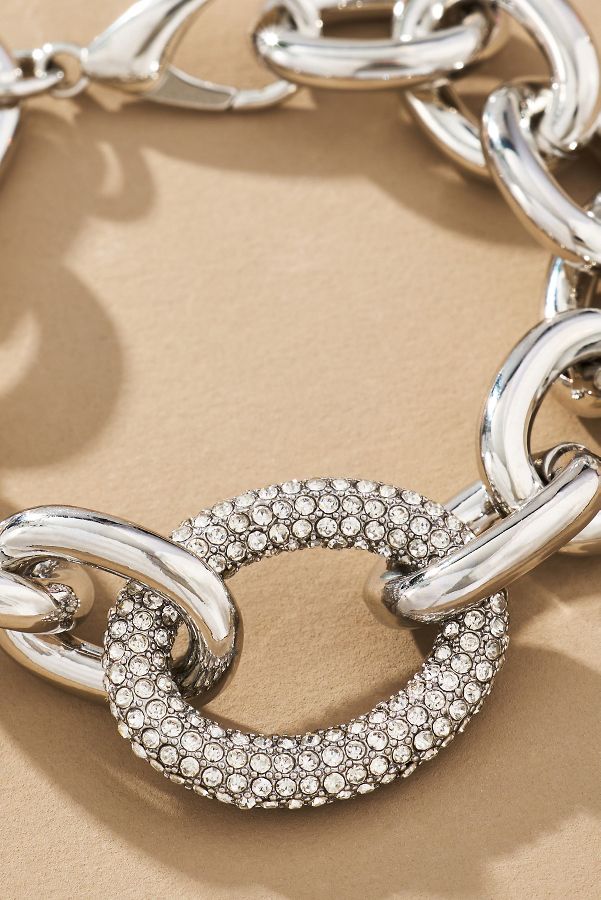 Slide View: 2: Crystal Link Thick Bracelet