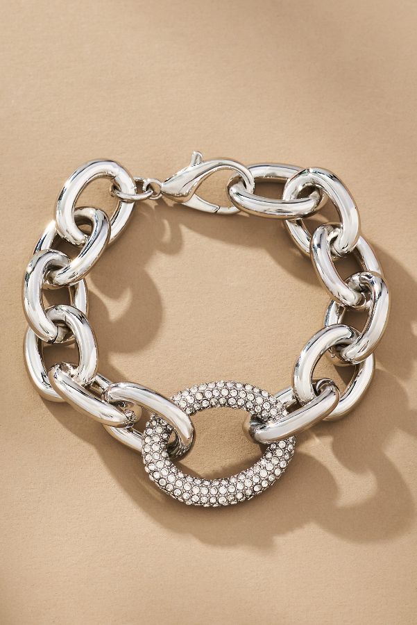 Slide View: 1: Crystal Link Thick Bracelet