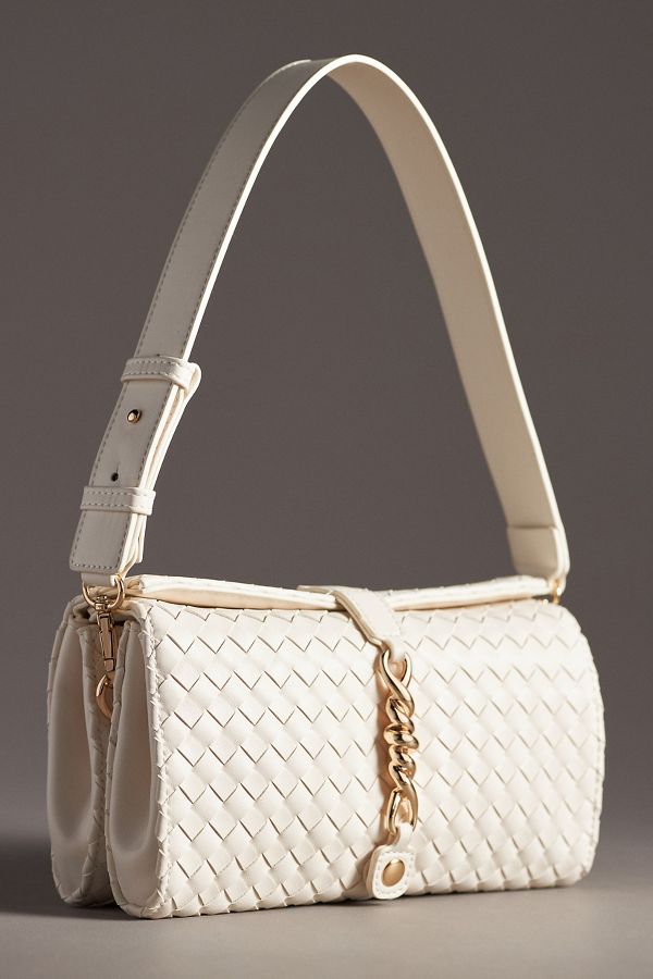 Slide View: 1: Woven Divided Shoulder Bag