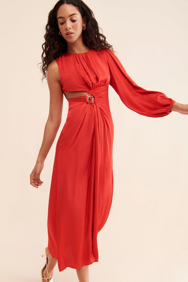 Slide View: 1: FARM Rio One-Shoulder Maxi Cutout Dress