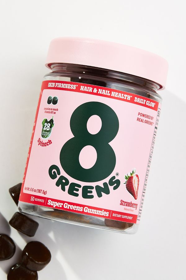 Slide View: 1: 8Greens Super Greens Strawberry Beauty Gummies