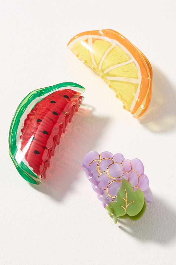 Vista diapositiva: 1: Fruit Hair Claw Clips, Set of 3