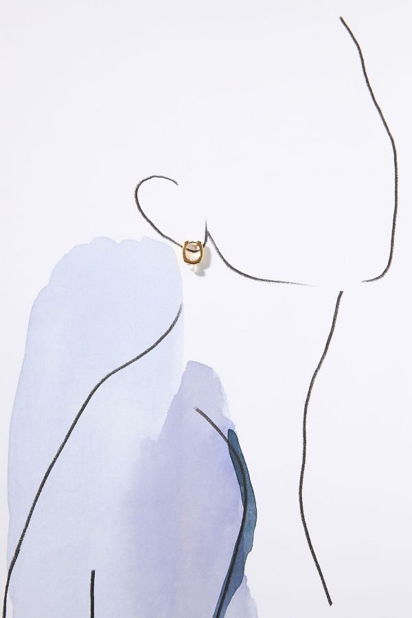 Slide View: 2: Missoma Small Button Pearl Square Huggie Hoop Earrings