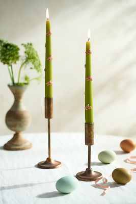 Hopping Brown Bunny Taper Candles, Set of 2