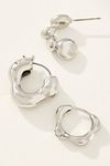 Thumbnail View 2: Wavy Huggie Hoop Earrings, Set of 3