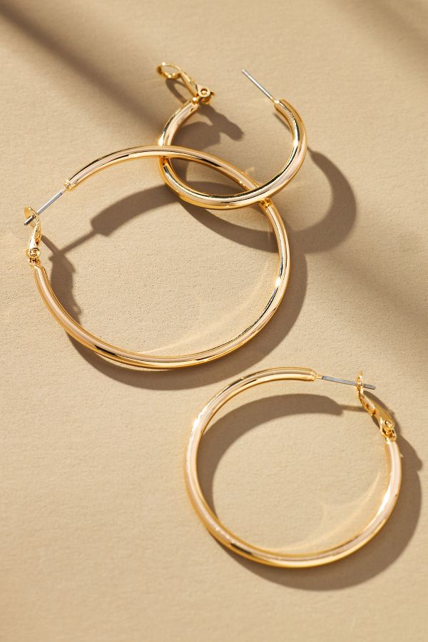 Slide View: 2: Classic Hoop Earrings, Set of 3