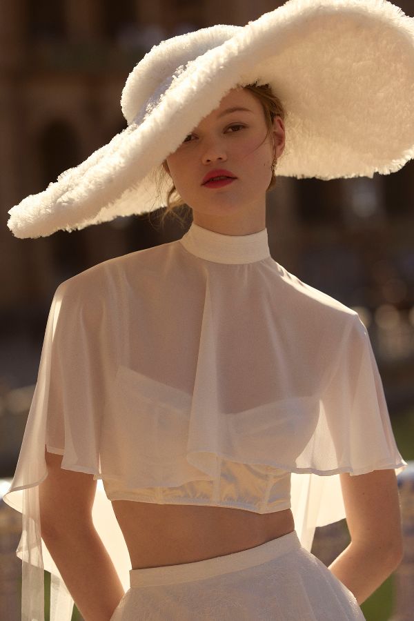 Slide View: 1: Selezza London Wide-Brim Tulle Hat