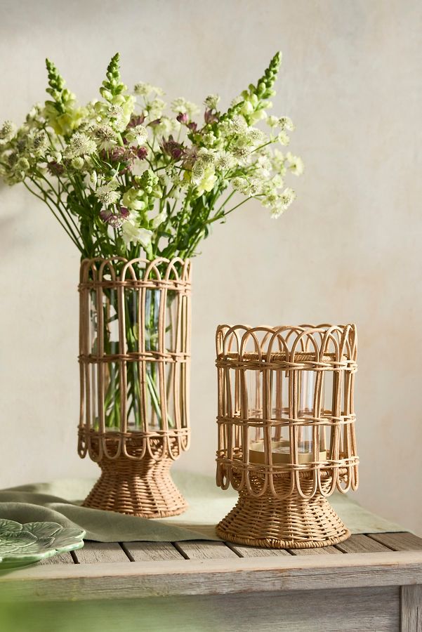 Slide View: 2: Rattan Caged Vase