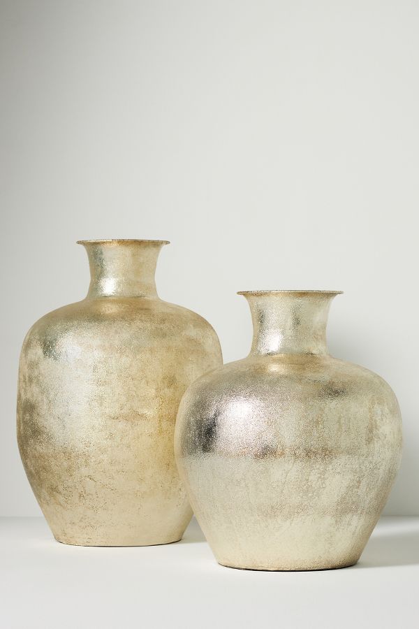 Slide View: 1: Metallic Champagne Metal Vase