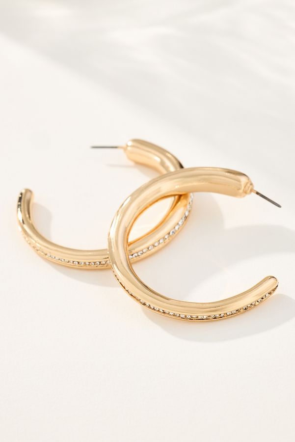 Slide View: 1: Classic Crystal Hoop Earrings