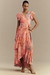 Thumbnail View 1: Hutch Cezza Flutter-Sleeve Ruffled Wrap Maxi Dress