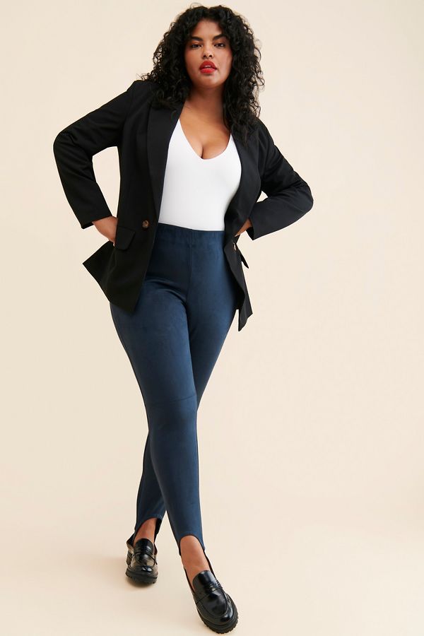 Slide View: 1: Eloquii Faux Suede Stirrup Leggings