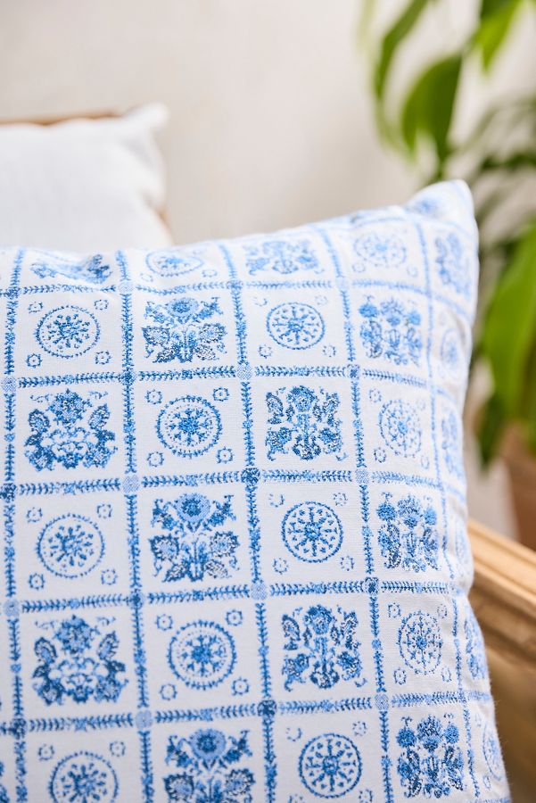 Slide View: 4: Blue Tile Outdoor Pillow