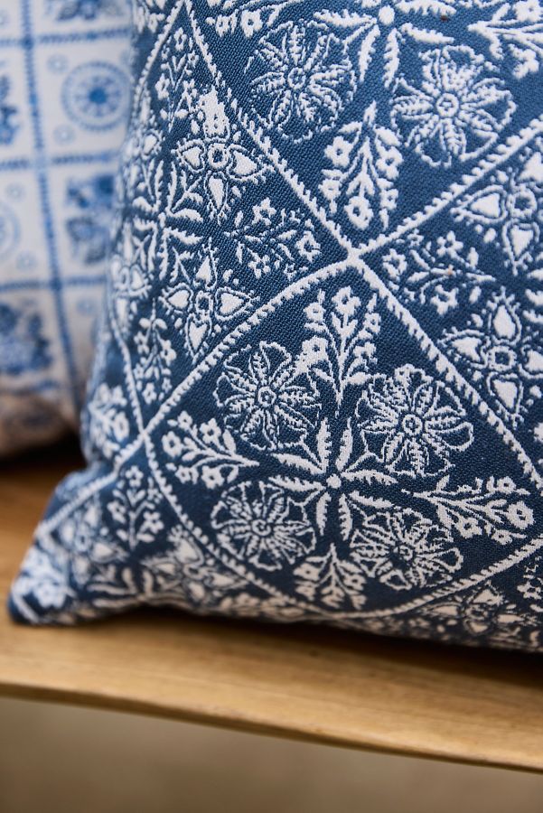 Slide View: 2: Floral Block Print Outdoor Pillow