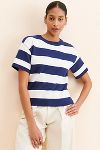 Thumbnail View 3: Flat White Striped Knit Tee