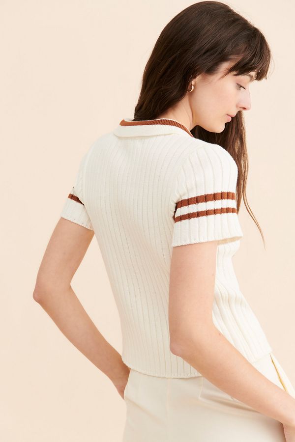 Slide View: 2: Flat White Polo Knit Tee