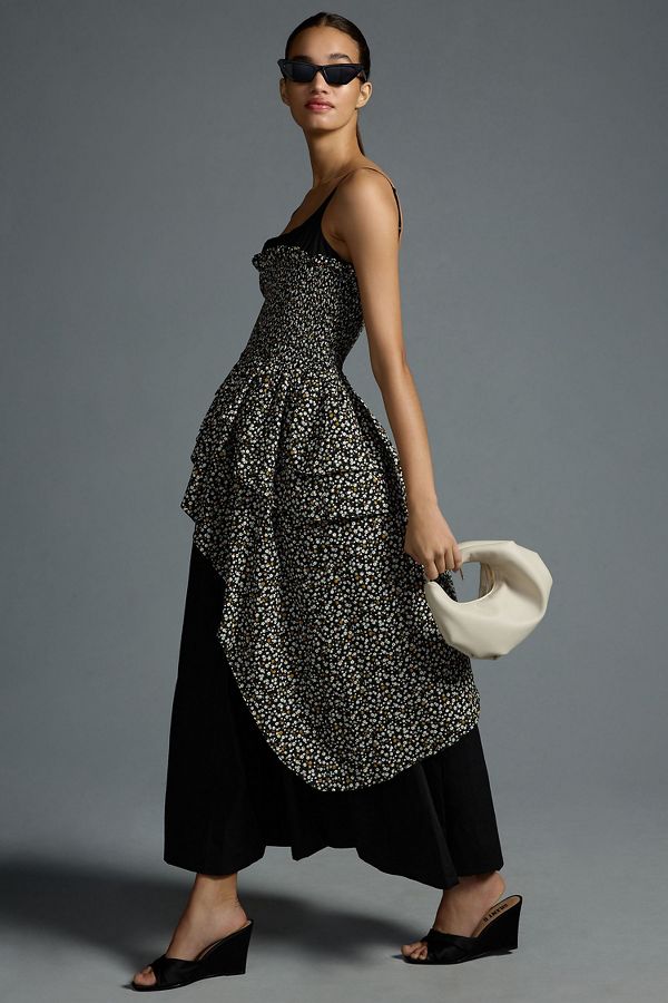 Slide View: 1: Allina Liu Ruffled Overlay Maxi Dress