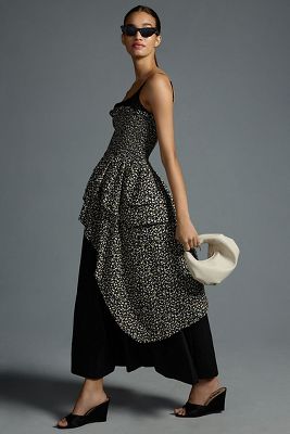 Allina Liu Ruffled Overlay Maxi Dress