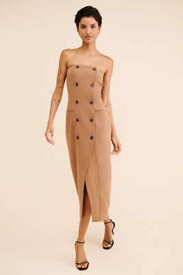 French Connection Azra Twill Strapless Midi Dress