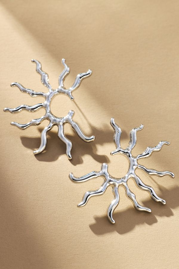 Slide View: 1: Sunburst Squiggle Post Earrings