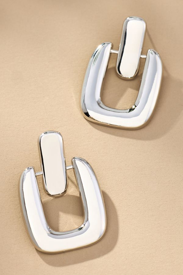 Slide View: 1: Mod Metal Knocker Drop Earrings