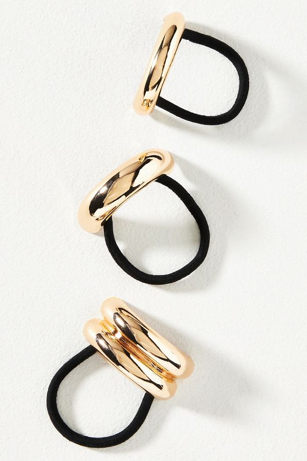 Slide View: 4: Double Arch Metal Cuff Hair Ties, Set of 3