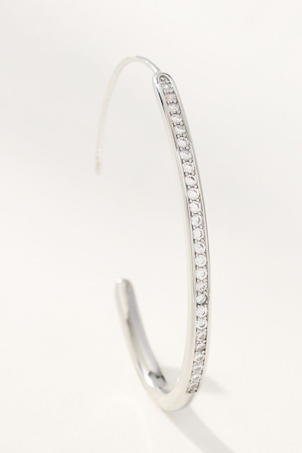 Slide View: 2: Crystal Threaded Hoop Earrings